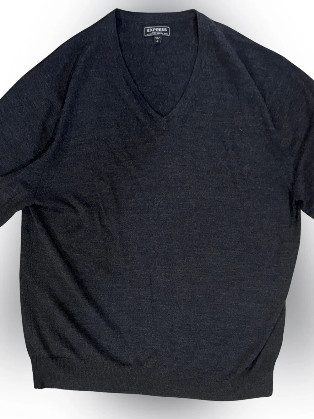 Express Men's V-Neck Merino Wool Sweater in Charcoal Black